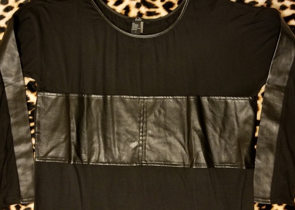Rain faux leather black tunic L - Picture 2 of 6